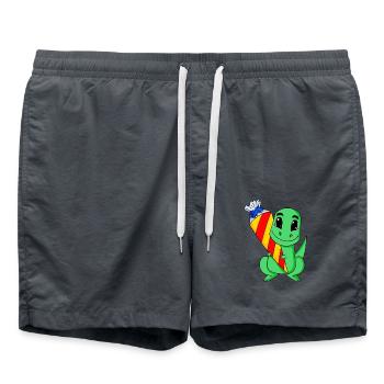 Einschulung Dinosaurier 1 Klasse - Badeshorts - Anthrazit - Vorne - AI Model Male 185 light (185cm)