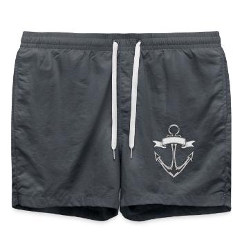 Anker mit Banner in Graustufen - Badeshorts - Anthrazit - Vorne - AI Model Male 185 light (185cm)