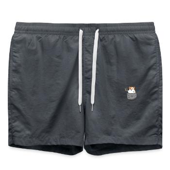 Hamster in Breast Pocket Pocket Funny Animal - Swim Trunks - anthracite - Front - AI Model Male 185 light (185cm)