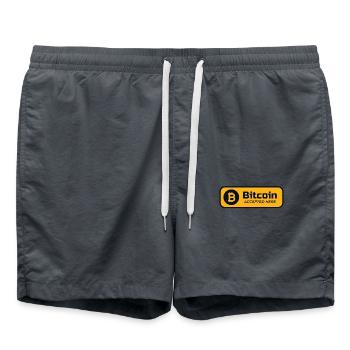 Bitcoin accepted here Bitcoin logo Crypto BTC - Short de bain - charbon - Devant - AI Model Male 185 light (185cm)