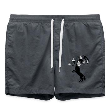 Wild Wildpferde Hengst Pferd Reiter - Badeshorts - Anthrazit - Vorne - AI Model Male 185 light (185cm)