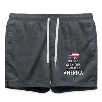 Ich muss gar nichts ich muss nur nach Amerika - Badeshorts - Anthrazit - Vorne - AI Model Male 185 light (185cm)