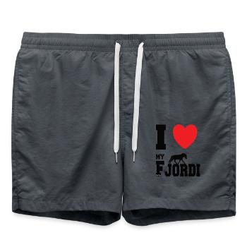 I Love my Fjordi, süßes Design - Badeshorts - Anthrazit - Vorne - AI Model Male 185 light (185cm)