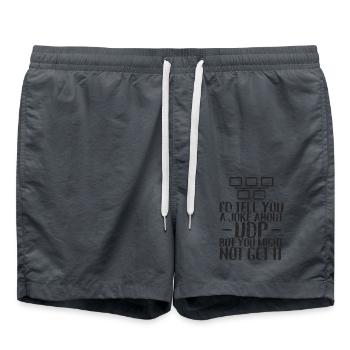 A joke about UDP but you might not get it - Badeshorts - Anthrazit - Vorne - AI Model Male 185 light (185cm)