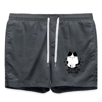 LIFE IS BETTER WITH A CAT - Swim Trunks - anthracite - Front - AI Model Male 185 light (185cm)