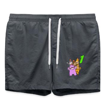 1. Geburtstag Geburtstagsshirt Dschungel - Badeshorts - Anthrazit - Vorne - AI Model Male 185 light (185cm)