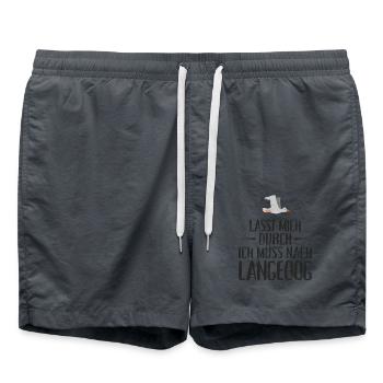 Lasst mich durch ich muss nach Langeoog Möwe - Badeshorts - Anthrazit - Vorne - AI Model Male 185 light (185cm)