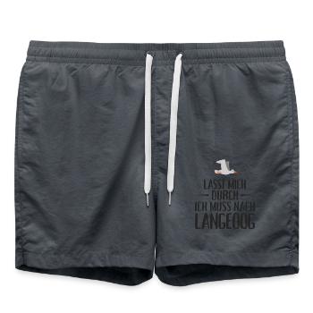 Lasst mich durch ich muss nach Langeoog Möwe - Badeshorts - Anthrazit - Vorne - AI Model Male 185 light (185cm)