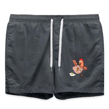 Huhn legt ein Ei Cartoon - Badeshorts - Anthrazit - Vorne - AI Model Male 185 light (185cm)