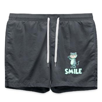 Grinning Cat - Swim Trunks - anthracite - Front - AI Model Male 185 light (185cm)