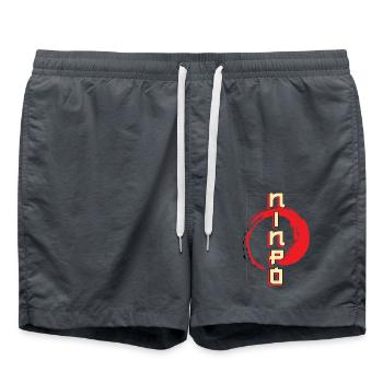 Bujinkan, Bujinkan Arts martiaux japonais, - Short de bain - charbon - Devant - AI Model Male 185 light (185cm)