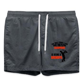 Saxophone Grandpa Music Grandfather Music Musician Saxophone - Swim Trunks - anthracite - Front - AI Model Male 185 light (185cm)