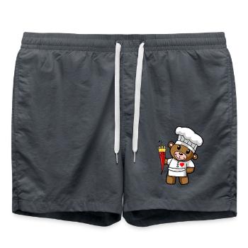 Ours en peluche piment fort Chef Restaurant cuisine. - Short de bain - charbon - Devant - AI Model Male 185 light (185cm)