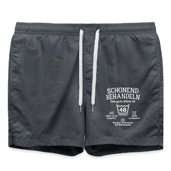 Schonend Behandeln 48 Geschenk Zum 48. Geburtstag - Badeshorts - Anthrazit - Vorne - AI Model Male 185 light (185cm)