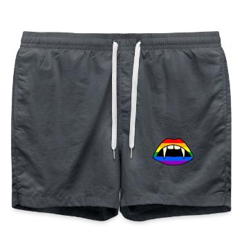 LGBT Lips Vampire Rainbow Flag Gay Pride - Swim Trunks - anthracite - Front - AI Model Male 185 light (185cm)
