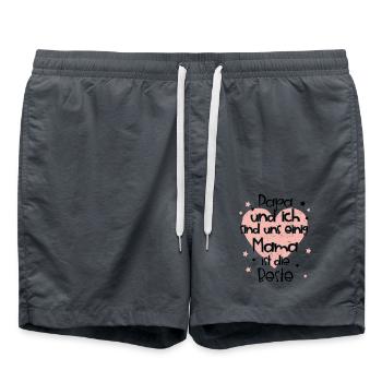 Papa und ich sind uns einig - Mama ist die beste - Badeshorts - Anthrazit - Vorne - AI Model Male 185 light (185cm)