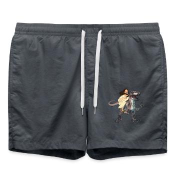 Jésus chevauche dinosaure Drôle de dinosaure et Jésus - Short de bain - charbon - Devant - AI Model Male 185 light (185cm)