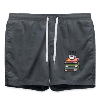 Café et livres - Short de bain - charbon - Devant - AI Model Male 185 light (185cm)