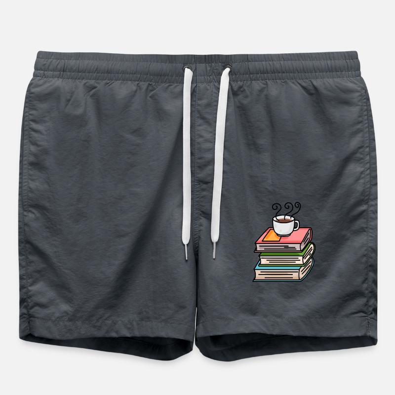 Café et livres - Short de bain - charbon