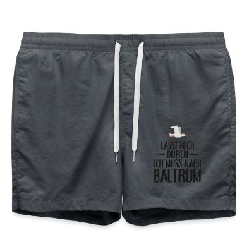 Lasst mich durch ich muss nach Baltrum Möwe - Badeshorts - Anthrazit - Vorne - AI Model Male 185 light (185cm)