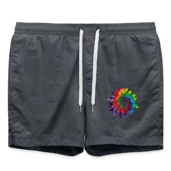 Sonnenblume Regenbogen - Badeshorts - Anthrazit - Vorne - AI Model Male 185 light (185cm)
