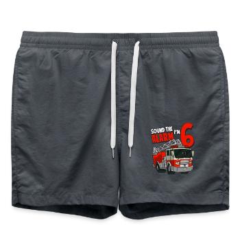 Firefighters 6 birthday years children boy gift - Swim Trunks - anthracite - Front - AI Model Male 185 light (185cm)