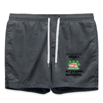 Alter Mann Wohnmobil - Badeshorts - Anthrazit - Vorne - AI Model Male 185 light (185cm)