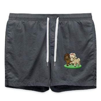Horse love - comic with pair of horses - Swim Trunks - anthracite - Front - AI Model Male 185 light (185cm)