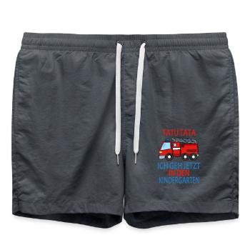 Kindergarten Feuerwehr Geschenk - Badeshorts - Anthrazit - Vorne - AI Model Male 185 light (185cm)
