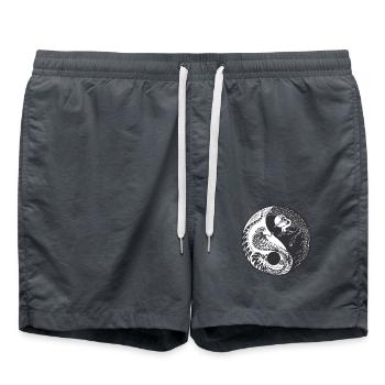Ying Yang Crane Snake Chinesisches Symbol - Badeshorts - Anthrazit - Vorne - AI Model Male 185 light (185cm)