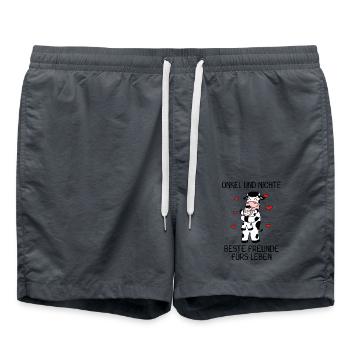 Onkel Nichte Familie Spruch Kuh Baby - Badeshorts - Anthrazit - Vorne - AI Model Male 185 light (185cm)