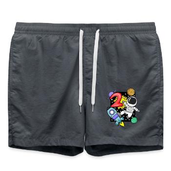 2nd birthday astronaut 2 years boy gift - Swim Trunks - anthracite - Front - AI Model Male 185 light (185cm)