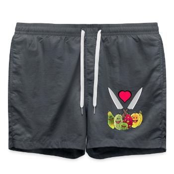 Küchenmesser Vegetarisch Früchte exotisch Obst - Badeshorts - Anthrazit - Vorne - AI Model Male 185 light (185cm)