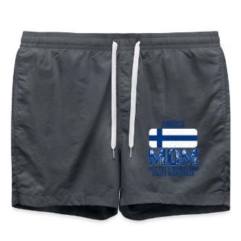 Finnish Mom drapeau finlandais pour la fête des mères - Short de bain - charbon - Devant - AI Model Male 185 light (185cm)