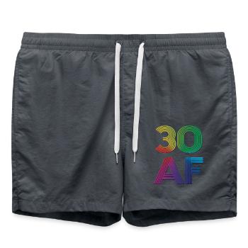 30 AF - 30. Geburtstagsfeier Geschenk für 30 Jahre - Badeshorts - Anthrazit - Vorne - AI Model Male 185 light (185cm)