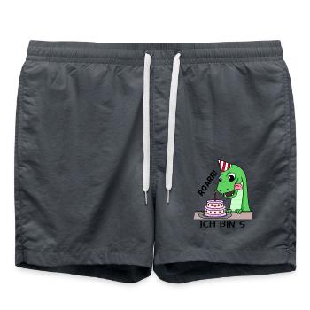5. Geburtstag Dino Geburtstag Ich bin 5 - Badeshorts - Anthrazit - Vorne - AI Model Male 185 light (185cm)