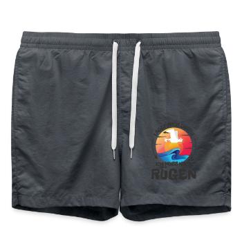 Lasst mich durch nach Rügen Möwe Sonne Strand - Badeshorts - Anthrazit - Vorne - AI Model Male 185 light (185cm)