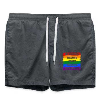Menschenrechte statt rechte Menschen Regenbogen - Badeshorts - Anthrazit - Vorne - AI Model Male 185 light (185cm)