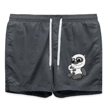 Panda avec bébé - Panda avec enfant - Short de bain - charbon - Devant - AI Model Male 185 light (185cm)