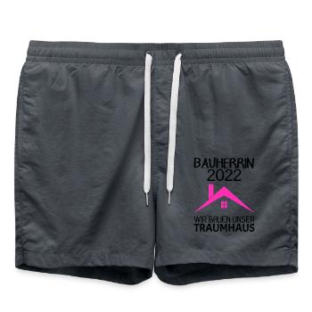 Bauherrin Hausbau Baustelle Richtfest 2022 - Badeshorts - Anthrazit - Vorne - AI Model Male 185 light (185cm)