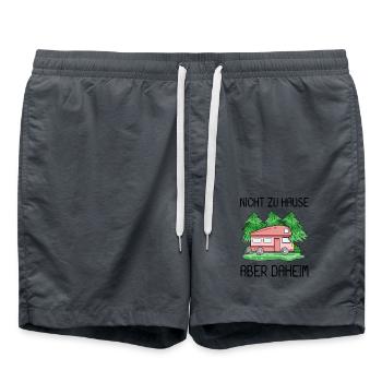 Camping Camper Wohnmobil Motiv Geschenk - Badeshorts - Anthrazit - Vorne - AI Model Male 185 light (185cm)
