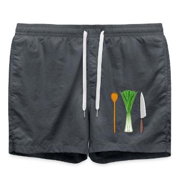 Leeks Vegetarian Cooking Wooden Spoon Job Professions - Swim Trunks - anthracite - Front - AI Model Male 185 light (185cm)