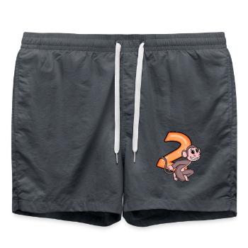 2 ans - Singe - 2ème anniversaire motif - Short de bain - charbon - Devant - AI Model Male 185 light (185cm)