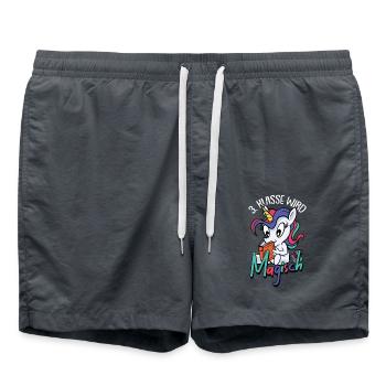 3. Klasse Schule Grundschule Einhorn Geschenk - Badeshorts - Anthrazit - Vorne - AI Model Male 185 light (185cm)