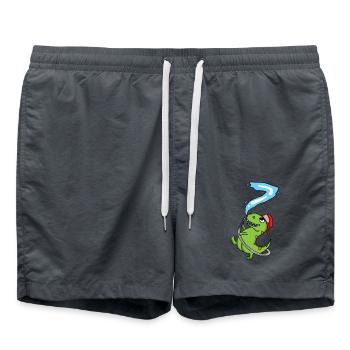 7th Birthday Dinosaur Fire Brigade Gift - Swim Trunks - anthracite - Front - AI Model Male 185 light (185cm)