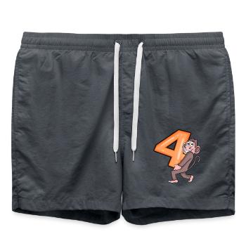 4th Birthday Monkey Boy 4 Years Gift - Swim Trunks - anthracite - Front - AI Model Male 185 light (185cm)
