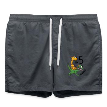 5. Geburtstag - 5 Jahre alt - Kindergeburtstag - Badeshorts - Anthrazit - Vorne - AI Model Male 185 light (185cm)