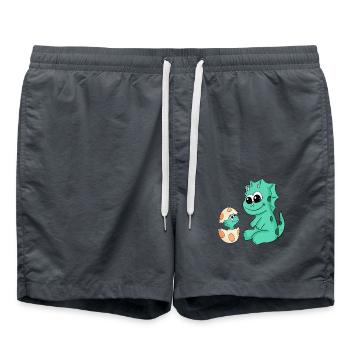 Dinosaurs with Baby Dinosaurs - Swim Trunks - anthracite - Front - AI Model Male 185 light (185cm)