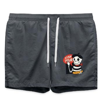 Französischer Skelett Cartoon Mit Bone Jour Spruch - Badeshorts - Anthrazit - Vorne - AI Model Male 185 light (185cm)