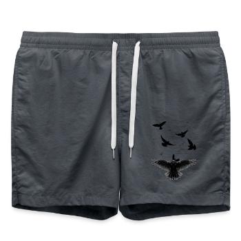 Corbeau, Corbeau, Corbeau, Oiseau, Oiseaux, Troupeau d’oiseaux - Short de bain - charbon - Devant - AI Model Male 185 light (185cm)